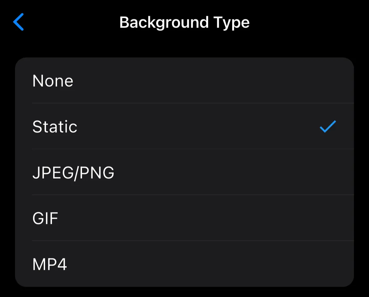 Background Type options showing different background selections