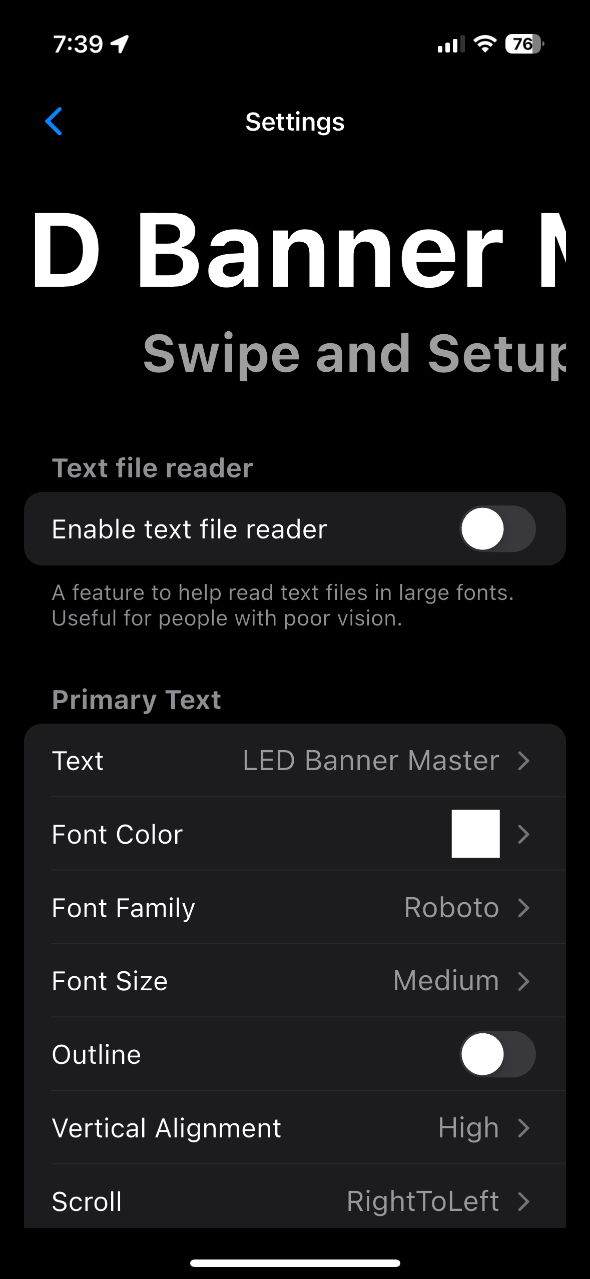 Banner Settings main interface showing configuration options