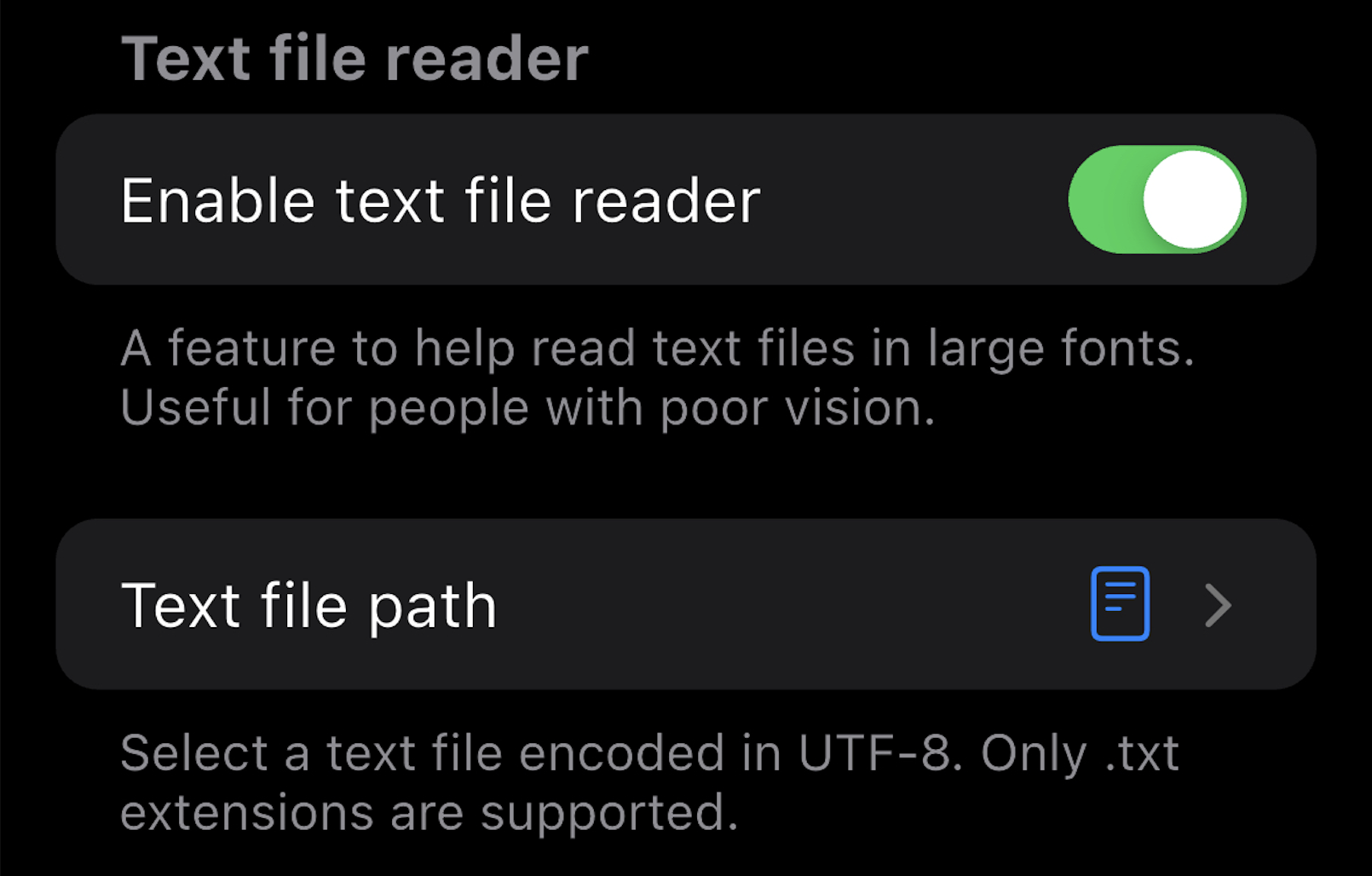 Text File Reader interface showing text import options