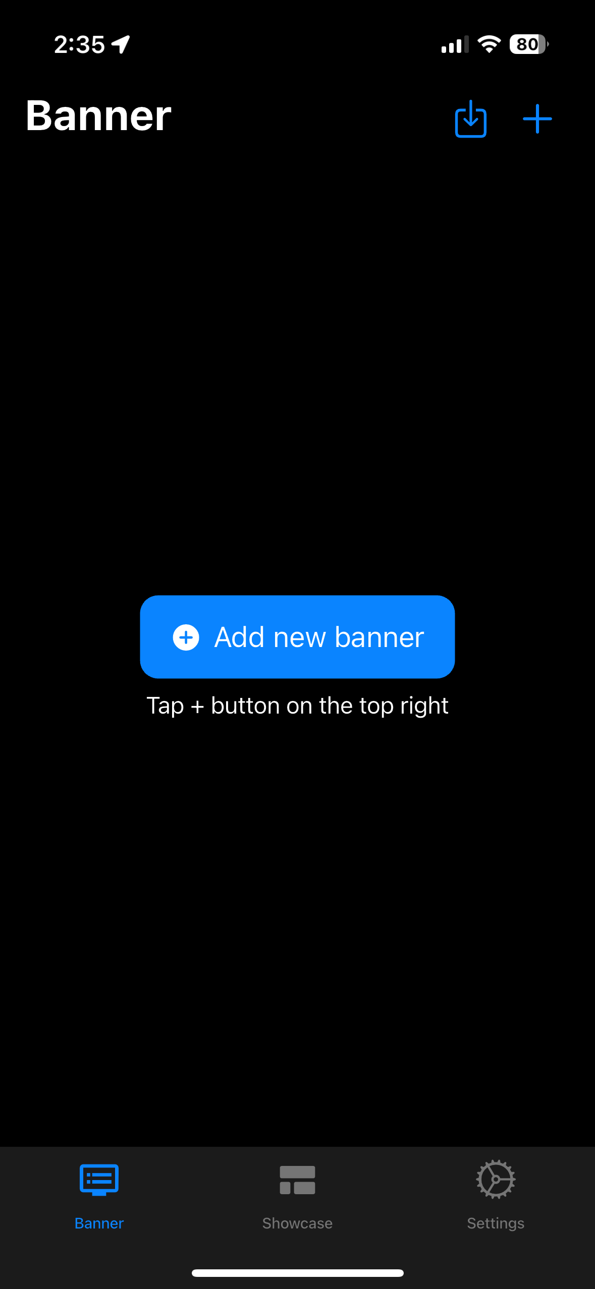 Banner Tab interface showing the banner list view